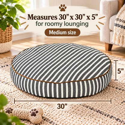 Cozy Round Striped Dog Bed