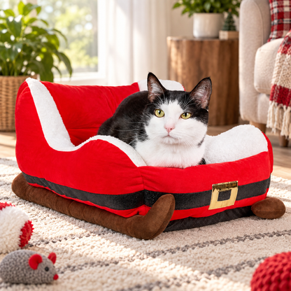 Cozy Santa Sleigh Pet Bed