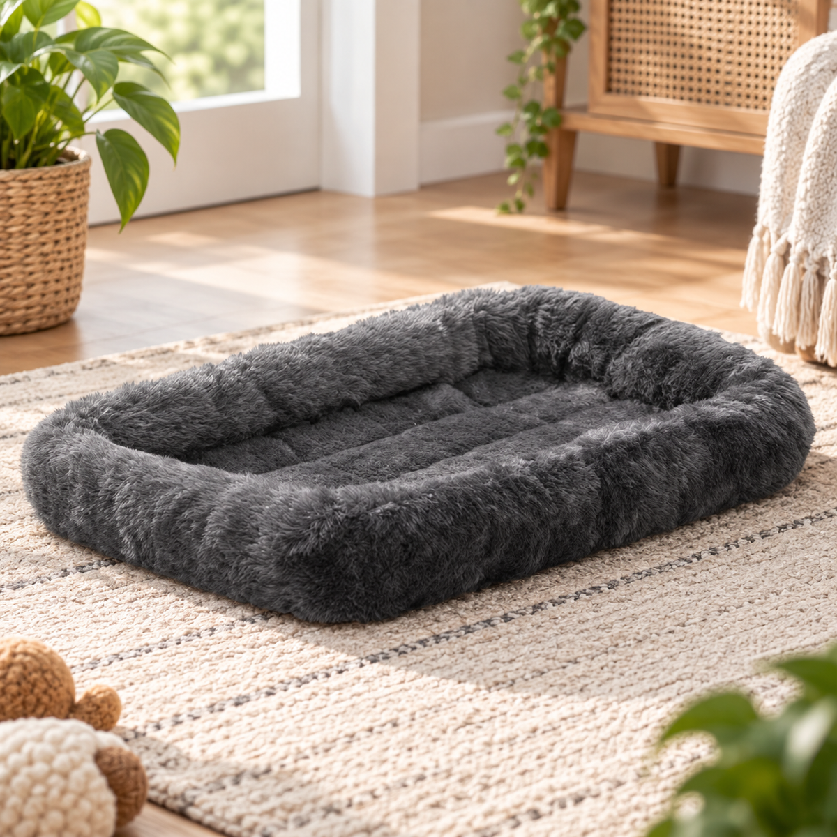 Cozy Bolster Crate Dog Bed
