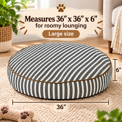 Cozy Round Striped Dog Bed