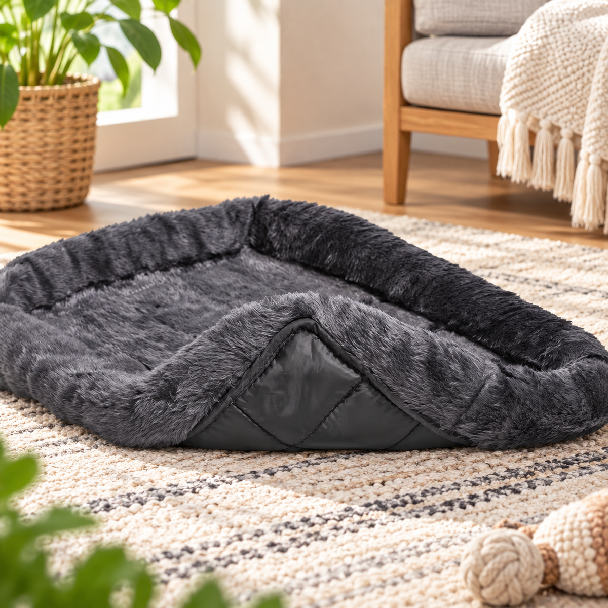 Cozy Bolster Crate Dog Bed