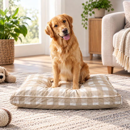 Deluxe Plaid Large Dog Bed