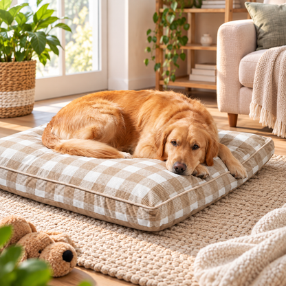 Deluxe Plaid Large Dog Bed